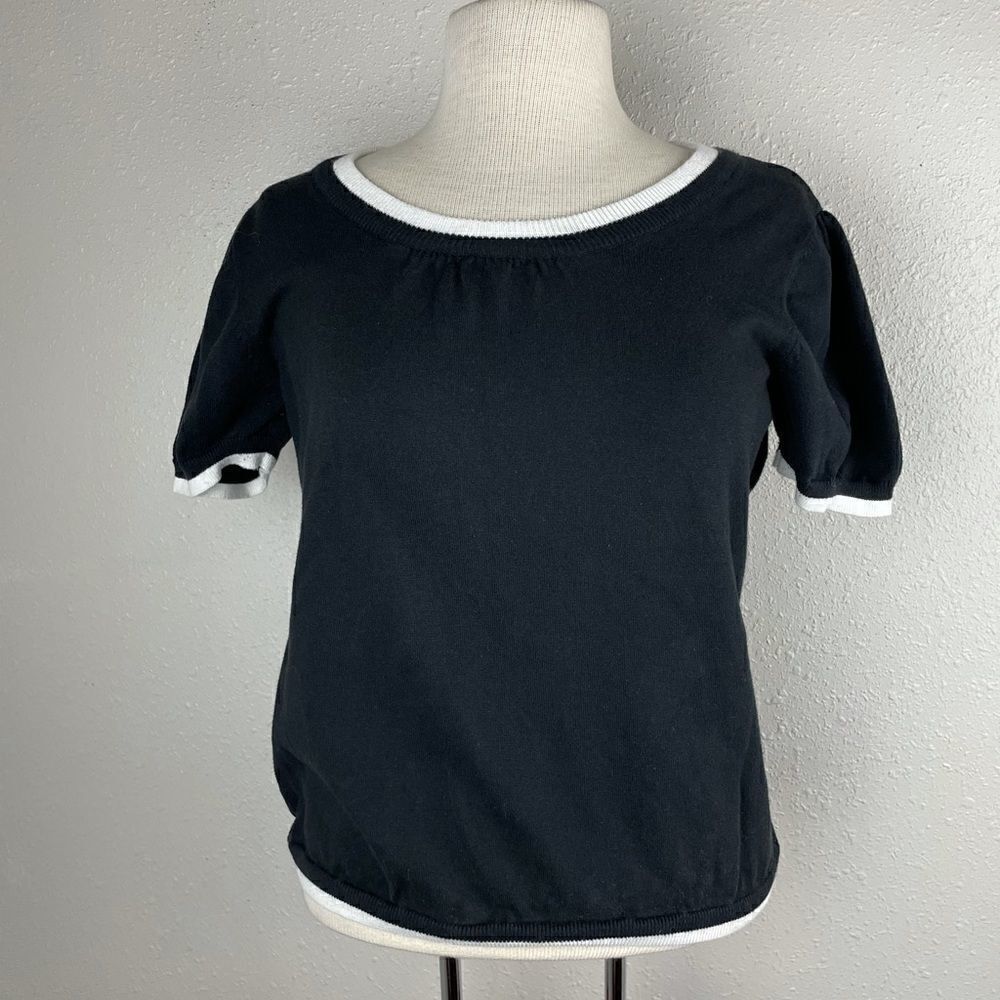 Lifestyle Attitude by Larry Levine Cropped Short Sleeve Sweater Top Size M